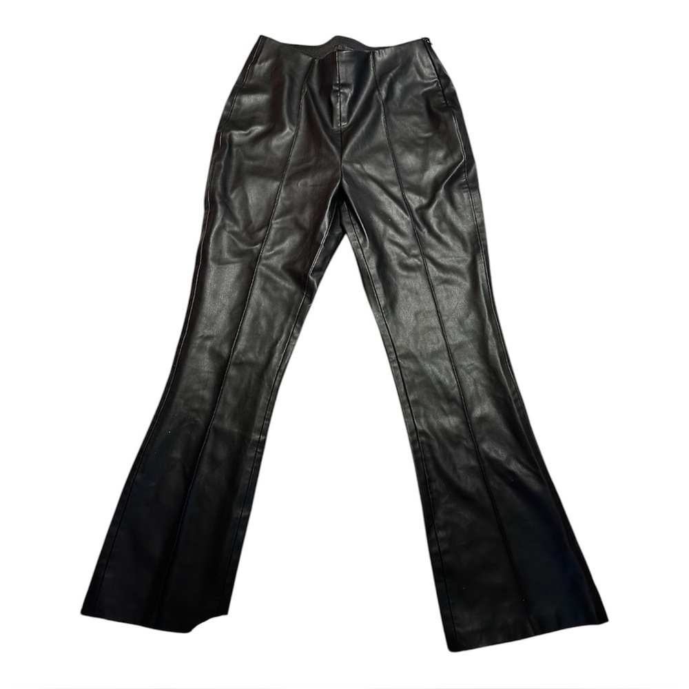 Zara Black Faux Leather Flared Pants Size Small